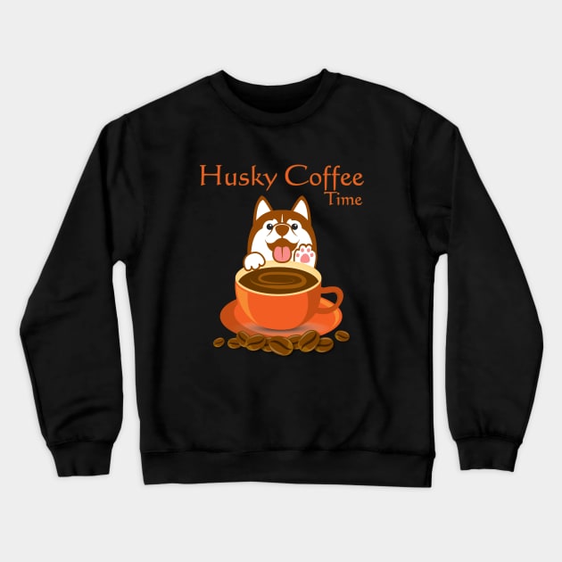 Husky Coffee Time Crewneck Sweatshirt by anbartshirts